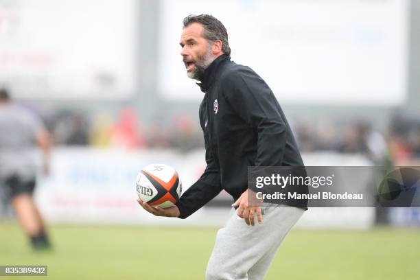 Head coach Ugo Mola of Toulouse during the pre-season match between Stade Toulousain Toulouse and Racing 92 at on August 18, 2017 in Lannemezan,...