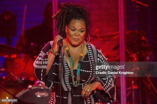 Singer/songwriter Jill Scott performs on stage at Pechanga Casino on August 18, 2017 in Temecula, California.