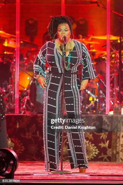 Singer/songwriter Jill Scott performs on stage at Pechanga Casino on August 18, 2017 in Temecula, California.