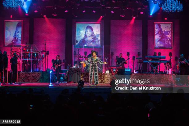 Singer/songwriter Jill Scott performs on stage at Pechanga Casino on August 18, 2017 in Temecula, California.