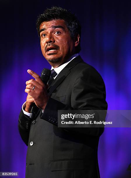 Comedian George Lopez performs at the Thalians' 53rd Annual Ball held at the Beverly Hilton Hotel on November 5, 2008 in Beverly Hills, California.