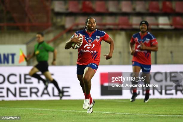 Sabri Gmir of Beziers during the Pro D2 match between Beziers and RC Vannes at on August 18, 2017 in Beziers, France.
