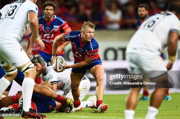 Josh Valentine of Beziers during the Pro D2 match between Beziers and RC Vannes at on August 18, 2017 in Beziers, France.