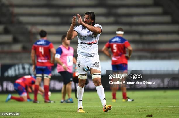 Ruahan Van Jaarsveld of Vannes during the Pro D2 match between Beziers and RC Vannes at on August 18, 2017 in Beziers, France.