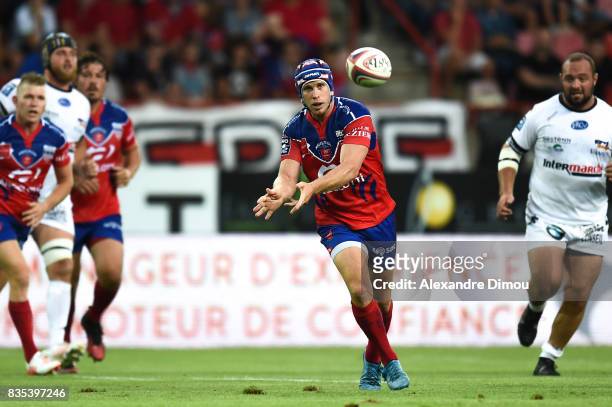 Lachie Munroe of Beziers during the Pro D2 match between Beziers and RC Vannes at on August 18, 2017 in Beziers, France.