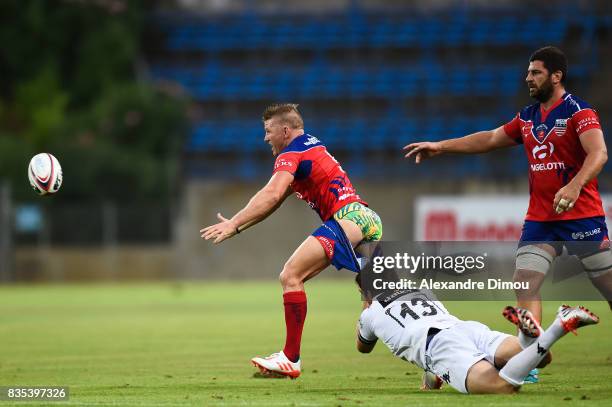 Josh Valentine of Beziers during the Pro D2 match between Beziers and RC Vannes at on August 18, 2017 in Beziers, France.