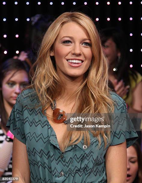 Actress Blake Lively visits MTV's "TRL" at MTV studios on August 4, 2008 in New York City.