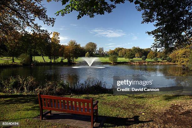 View across the lake beside the 18th hole on the East Course at the Wentworth Club, on October 29, 2008 in Virginia Water, Surrey, England.