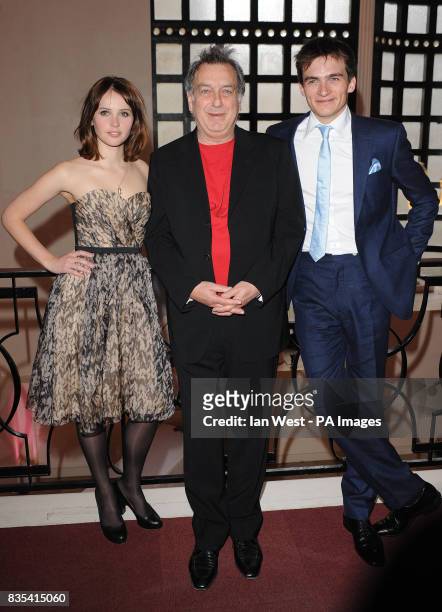 Felicity Jones, Stephen Frears, Rupert Friend arrive for the UK premiere of Cheri, at the Cine Lumiere, London.