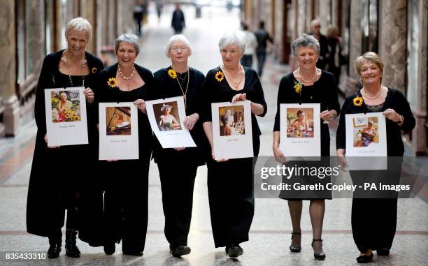 The Calendar Girls Tricia Stewart, Angela Baker, Beryl Bamforth, Lynda Logan, Chris Clancy and Ros Fawcett at the launch their latest calendar at...