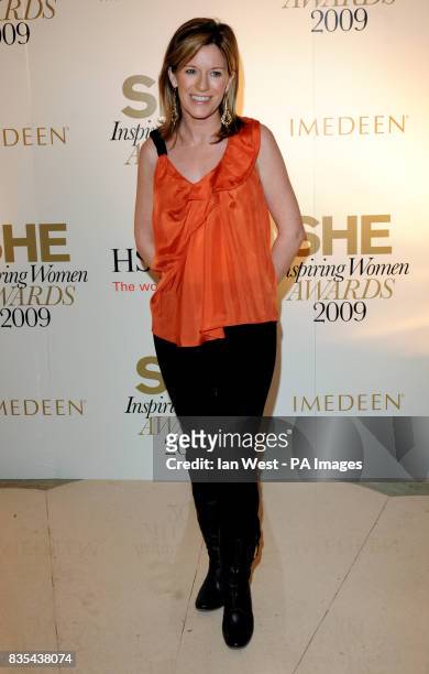 Andrea Catherwood arrives for the She Magazine Inspiring Women Awards at the Claridges Hotel in London.