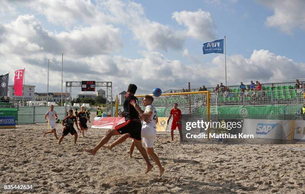 General view on day 1 of the 2017 German Beach Soccer Championship on August 19, 2017 in Warnemunde, Germany.