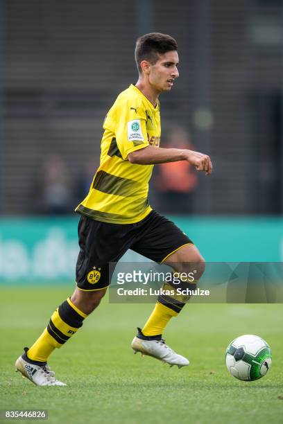 Aram Kahraman of Dortmund in action during the B Juniors Bundesliga match between Borussia Dortmund and FC Viktoria Koeln on August 19, 2017 in...