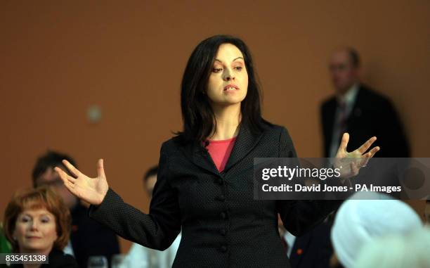 Caroline Flint MP answers questions as Prime Minister Gordon Brown launches the Labour Party's European Election Campaign at the Kirk Hallam...