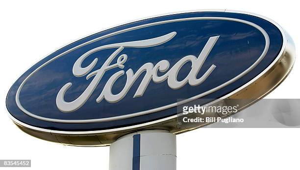 Ford Motor Company sign stands at a Ford dealership November 3, 2008 in Troy, Michigan. Ford reported its October sales were down thirty percent from...