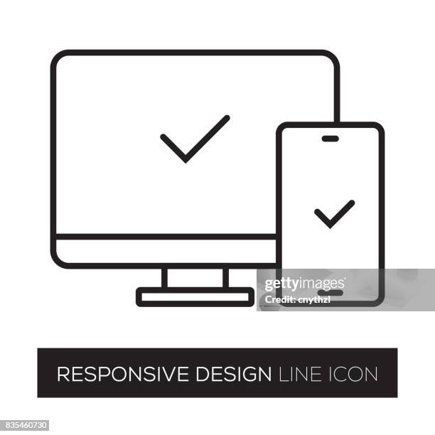 responsive design line icon - responsive design stock illustrations