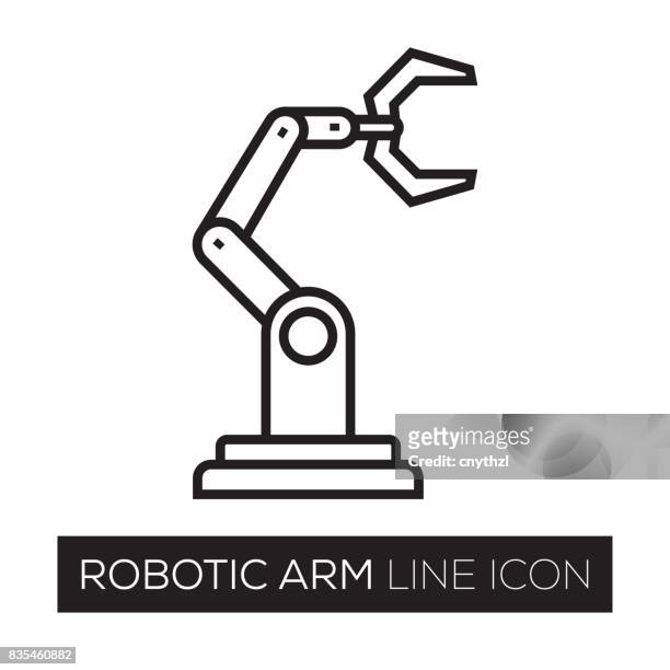 robotic line icon - robotic arm stock illustrations