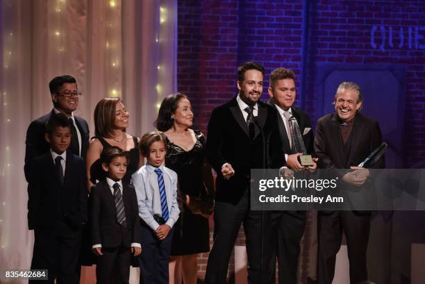 Lin-Manuel Miranda and his family attend 32nd Annual Imagen Awards - Inside at the Beverly Wilshire Four Seasons Hotel on August 18, 2017 in Beverly...