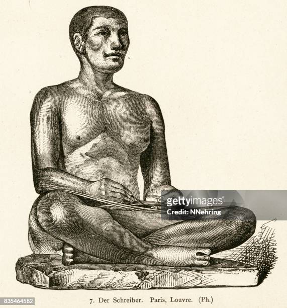der sitzende schreiber (ägyptische skulptur) - scribe stock-grafiken, -clipart, -cartoons und -symbole