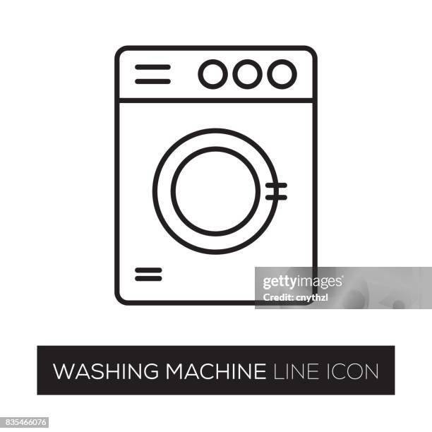 washing machine line icon - laundry machine stock illustrations