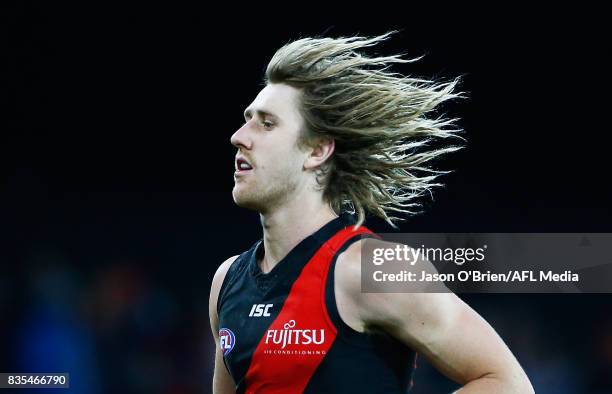 Dyson Heppell of the Bombers during the round 22 AFL match between the Gold Coast Suns and the Essendon Bombers at Metricon Stadium on August 19,...