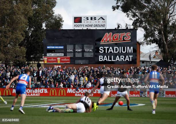 General view during the 2017 AFL round 22 match between the Western Bulldogs and the Port Adelaide Power at Mars Stadium on August 19, 2017 in...