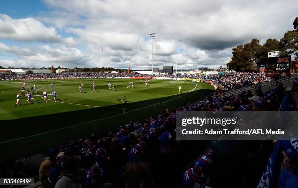 General view during the 2017 AFL round 22 match between the Western Bulldogs and the Port Adelaide Power at Mars Stadium on August 19, 2017 in...