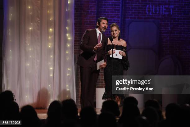 Lou Diamond Phillips and Marcela Valladolid attend 32nd Annual Imagen Awards - Red Carpet at the Beverly Wilshire Four Seasons Hotel on August 18,...