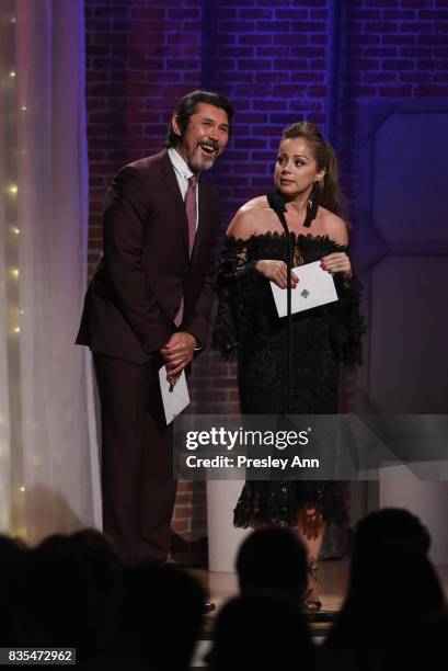 Lou Diamond Phillips and Marcela Valladolid attend 32nd Annual Imagen Awards - Red Carpet at the Beverly Wilshire Four Seasons Hotel on August 18,...