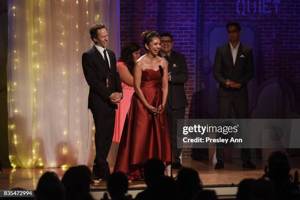 Craig Gerber and Aimee Carrero attend 32nd Annual Imagen Awards - Inside at the Beverly Wilshire Four Seasons Hotel on August 18, 2017 in Beverly...