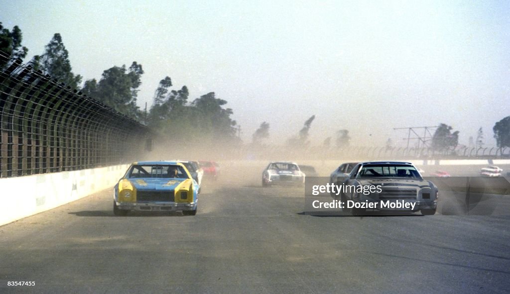 Dale Earnhardt races at Ontario 1980