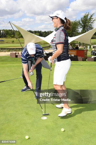 Katarina Witt and Steffen Freund during the 10th GRK Golf Charity Masters on August 19, 2017 in Leipzig, Germany.