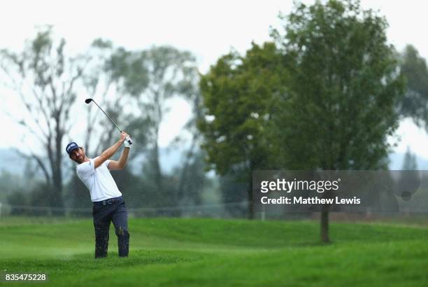Alejandro Canizares of Spain plays his second shot on the 5th during day three of the Saltire Energy Paul Lawrie Matchplay at Golf Resort Bad...