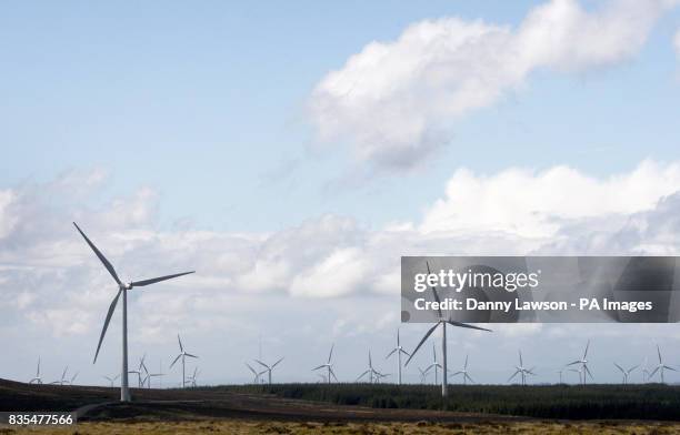 General view of Europe's biggest onshore wind farm, Whitelee Windfarm on the outskirts of Glasgow, which was officially opened today.