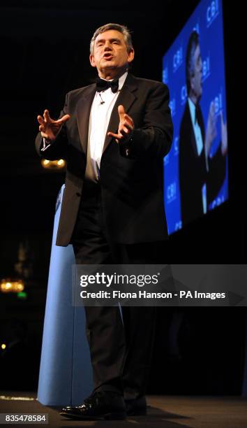 Prime Minister Gordon Brown addresses the CBI Annual Dinner in London's Park Lane this evening.