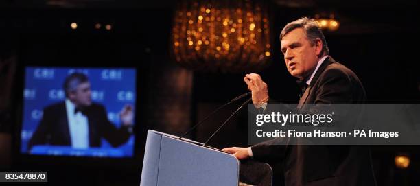 Prime Minister Gordon Brown addresses the CBI Annual Dinner in London's Park Lane this evening.