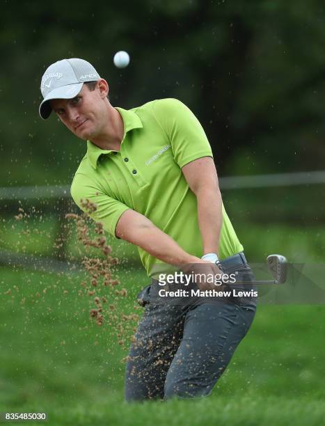 Chris Paisley of England chips onto the 5th during day three of the Saltire Energy Paul Lawrie Matchplay during day three of the Saltire Energy Paul...