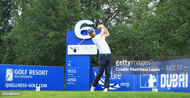 Alejandro Canizares of Spain tees off on the 6th hole during day three of the Saltire Energy Paul Lawrie Matchplay during day three of the Saltire...