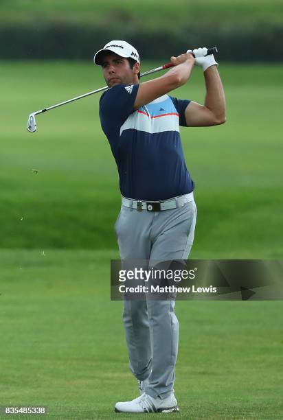 Adrian Oteagui of Spain plays a shot from the 5th fairway during day three of the Saltire Energy Paul Lawrie Matchplay at Golf Resort Bad Griesbach...