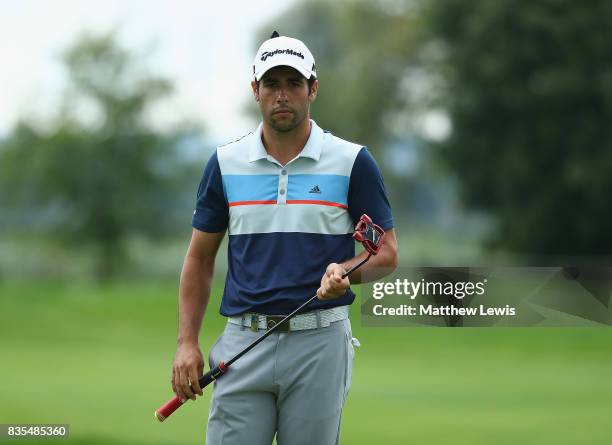 Adrian Oteagui of Spain looks on during day three of the Saltire Energy Paul Lawrie Matchplay at Golf Resort Bad Griesbach on August 19, 2017 in...