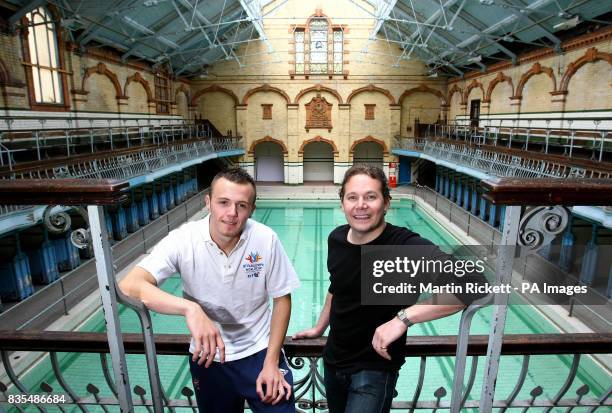 Great Britain athlete Ian Jones who will be running the 100m and 400m in the Paralympic World Cup tomorrow with former Olympic swimmer James Hickman...