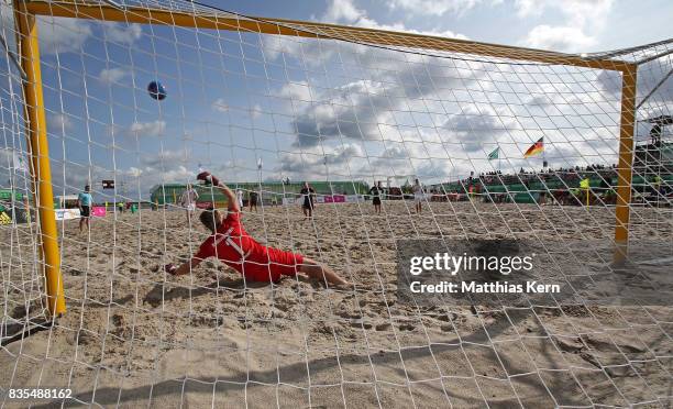 General view on day 1 of the 2017 German Beach Soccer Championship on August 19, 2017 in Warnemunde, Germany.