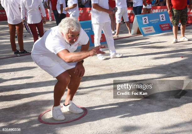 Franck Provost plays during the Trophee Senequier Petanque competition at Place des Lices Saint-Tropez on August 18, 2017 in Saint-Tropez, France.