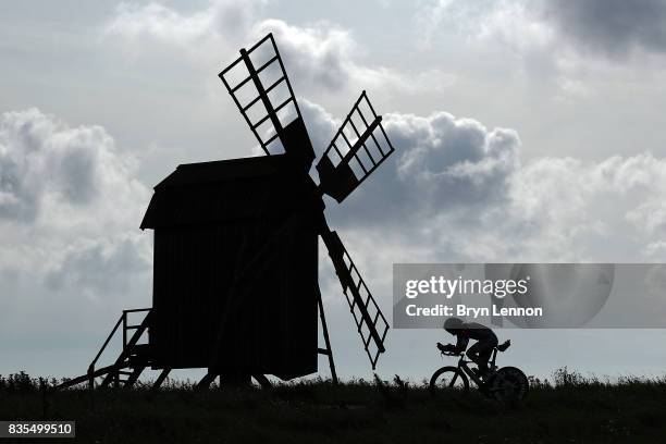 An athlete competes in bike section of Ironman Kalmar on August 19, 2017 in Kalmar, Sweden.