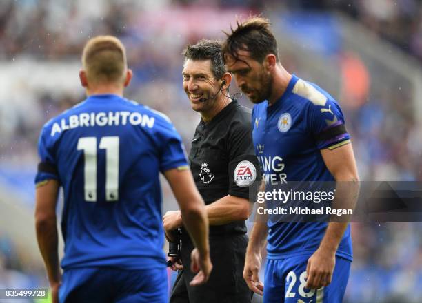 Referee Lee Probert during the Premier League match between Leicester City and Brighton and Hove Albion at The King Power Stadium on August 19, 2017...