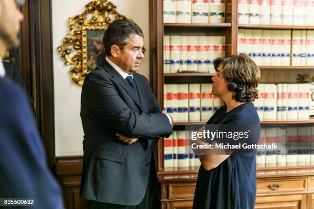 German Foreign Minister and Vice Chancellor Sigmar Gabriel meets with Spanish Vice President Soraya Saenz de Santamaria during his visit to Barcelona...