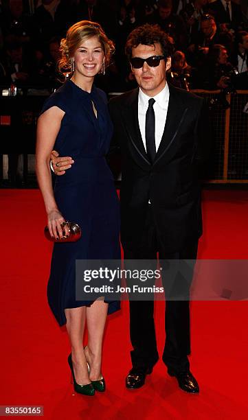 Actress Rosmund Pike and Director Joe Wright arrive at The Orange British Academy Film Awards 2008 at The Royal Opera House, Covent Garden on...