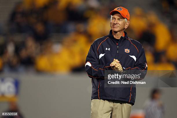 Head coach Tommy Tuberville of the Auburn University Tigers walks on the field against the West Virginia University Mountaineers on October 23, 2008...