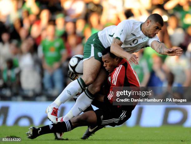 Ireland's Leon Best challenges Nigeria's Austin Ejide during the International Friendly at Craven Cottage, London.