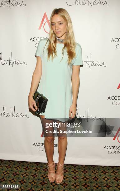 Actress Chloe Sevigny attends the 12th Annual ACE Awards where the Accessories Council honors fashion influencers at Cipriani on November 3, 2008 in...